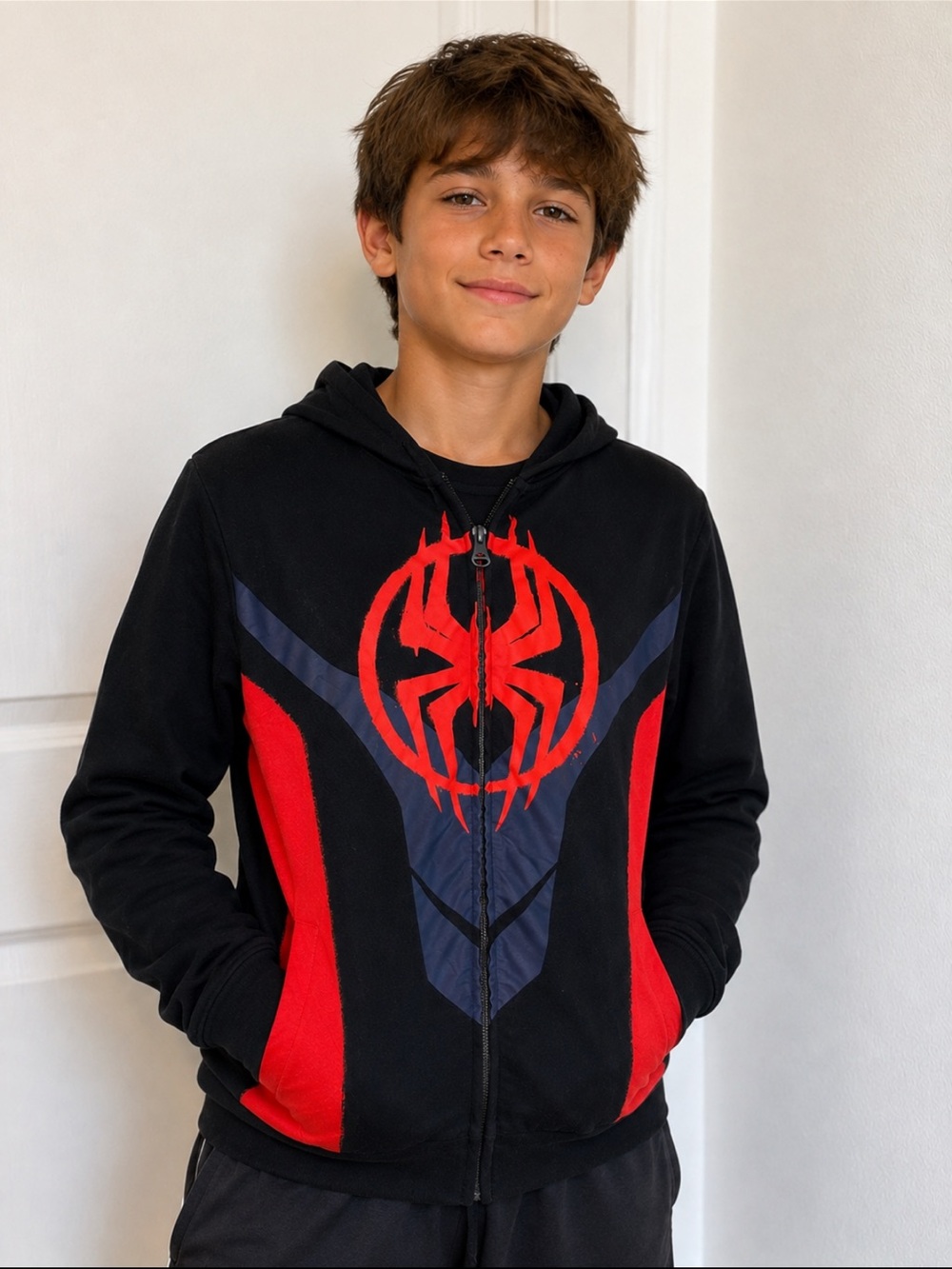Spiderman Black and Red Zip Hoodie Jacket XL Boys